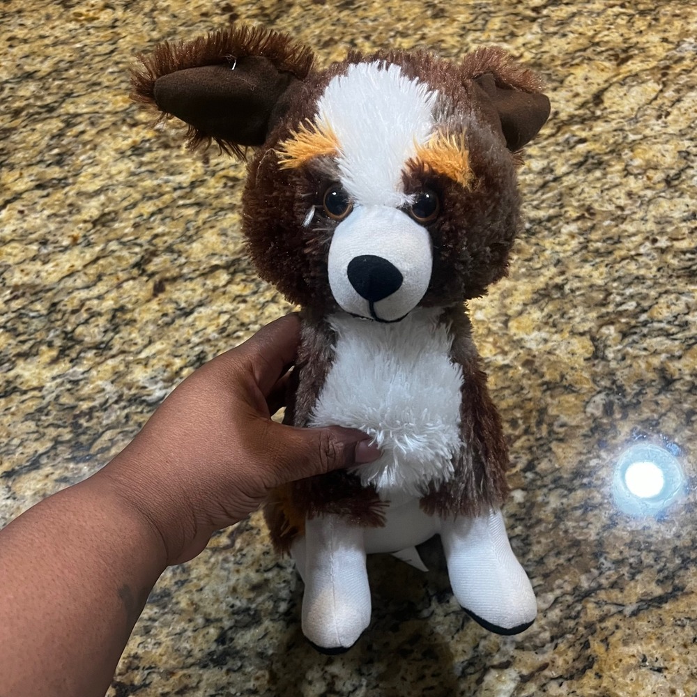 Classic Toy Co Australian Shepherd Plush Dog Brown White Stuffed Animal 11.5"